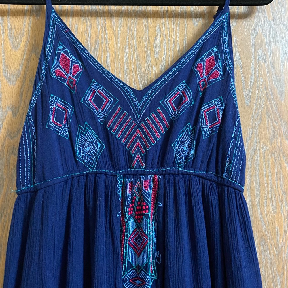 Embroidered Royal Blue Maxi Dress, M, Japan’s